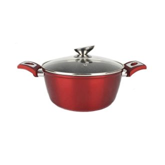   Tapadásmentes alumínium indukciós vastagfalú lábas üvegfedővel 4.5L Metal Red Line 24cm