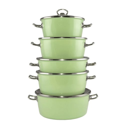 Zöld zománcozott lábas (Elite) 26 cm  üvegfedővel
