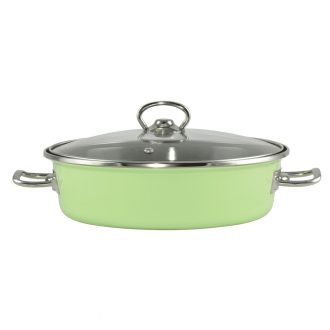   Zománcozott  szeletsütő lábas almazöld Elite 24cm üvegfedővel