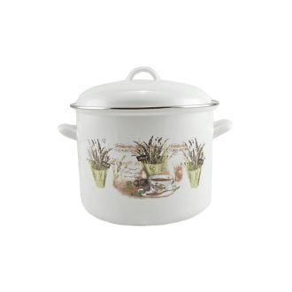 Levendula zománcozott fazék fedővel, 26 cm, 10,4 liter