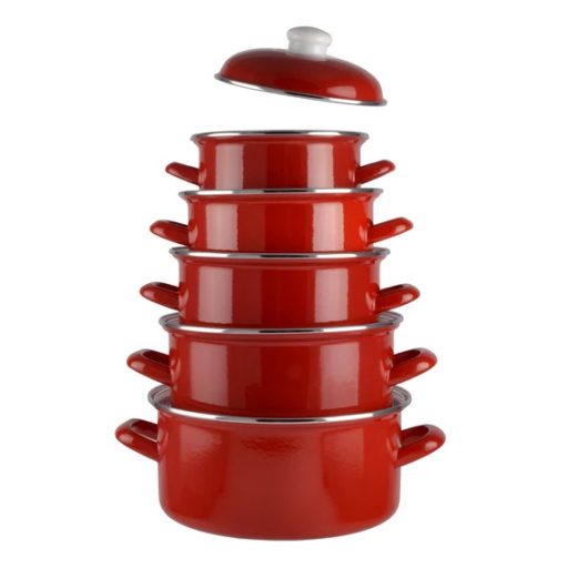 Bordó zománcozott lábas fedővel, 18 cm, 2 liter