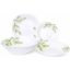 OPAL Szögletes Porcelán Étkészlet – 19 részes, Zöld Leveles mintával