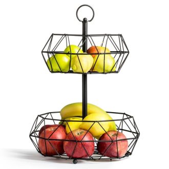 Gyümölcskosár fém, 2 szintes, fekete, 32 cm