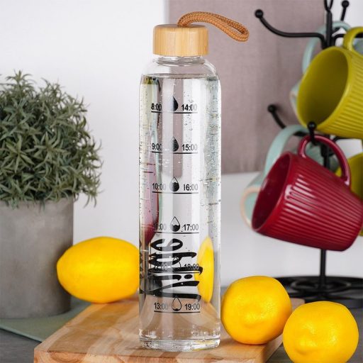 Üveg kulacs bambusz kupakkal 1 L