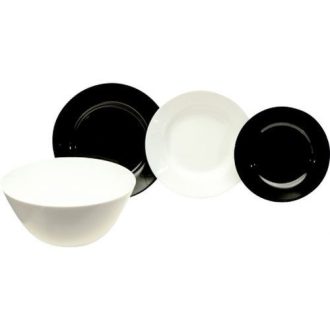 Étkészlet Luminarc Plumi, 19db, fehér/fekete