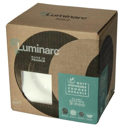 Étkészlet Luminarc Plumi, 19db, fehér/fekete