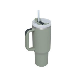   Rozsdamentes Duplafalú Thermo Pohár / Utazóbögre Szívószállal – 1200 ml, Világoskék - Kekizöld