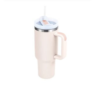   Rozsdamentes Duplafalú Thermo Pohár / Utazóbögre Szívószállal – 1200 ml, Világoskék - Pasztel