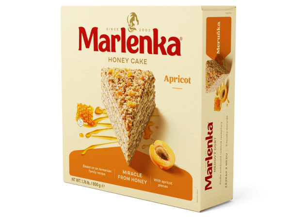 Marlenka torta mézes, barackos 800g