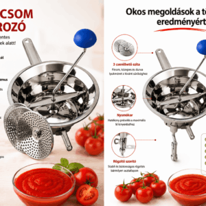 Olasz minőségi inox hal- és paradicsompasszírozó, 24 cm, 3 betétes – Emanuel