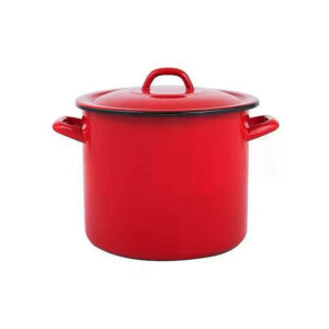 Piros zománcozott fazék fedővel, 10 liter