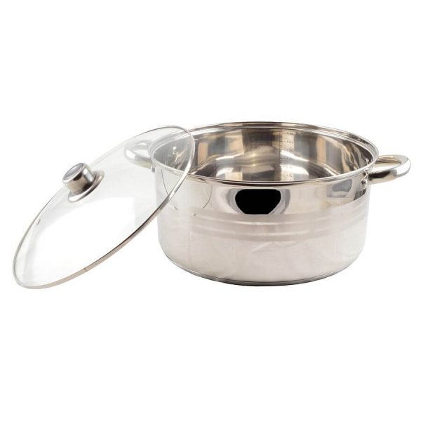 Inox lábas 7 literes, üvegfedővel