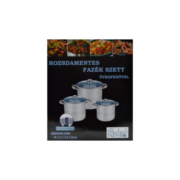 Inox edénykészlet / fazék szett, üvegfedővel - Image 2