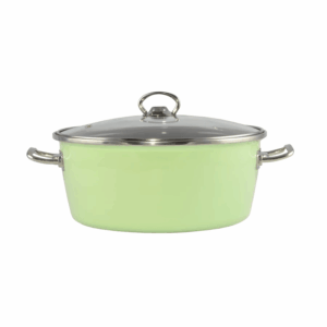 Zöld zománcozott lábas (Elite) 26 cm  üvegfedővel