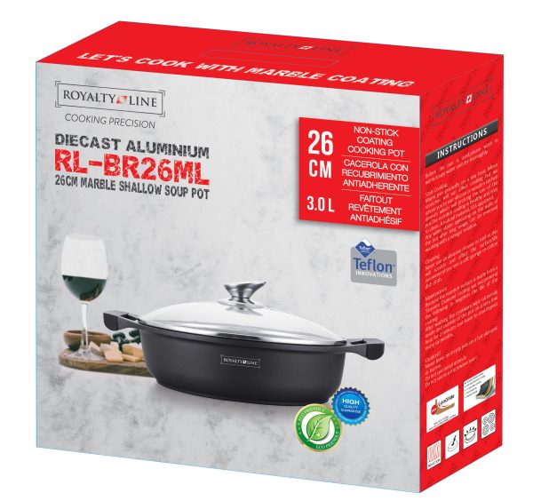 Royalty Line Tapadásmentes, Márvány bevonatú Szeletsütő Üvegfedővel 26cm - Image 3