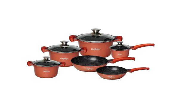 Cheffinger 10 részes tapadásmentes bevonatú edénykészlet Gold