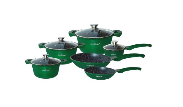 Cheffinger 10 részes tapadásmentes bevonatú edénykészlet Green