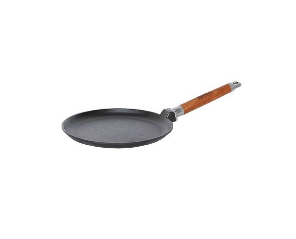 Öntöttvas palacsintasütő levehető fa nyél 24cm