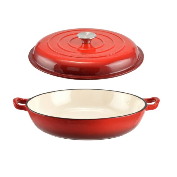 Zománcozott öntöttvas piros lábas fedővel 30 cm - Image 2