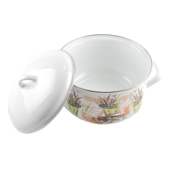 Zománcozott lábas fedővel 22cm 4,8liter levendula - Image 2