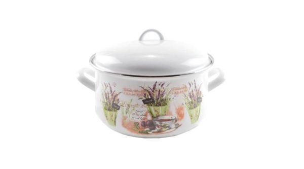 Zománcozott lábas fedővel 22cm 4,8liter levendula