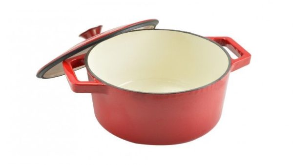 Zománcozott öntöttvas lábas fedővel 28cm 6literes piros - Image 2