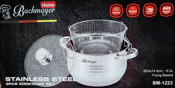 Inox krumplisütő lábas üvegfedővel 3részes 6,5literes - Image 2