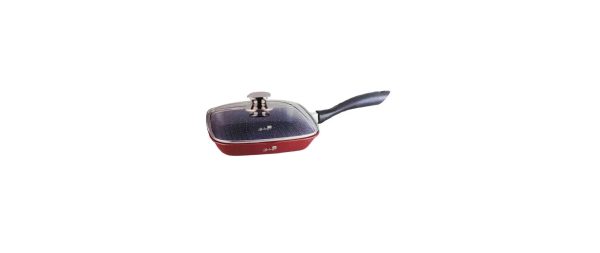 Tapadásmentes nyeles grillserpenyő 28*28cm bordó