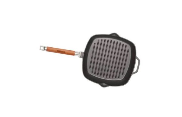 Öntöttvas grillserpenyő levehető fa nyéllel 28*28cm