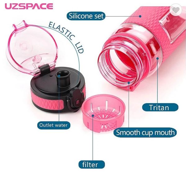 Uzspace Sport Tritan kulacs, BPA mentes rózsaszínű 800ml - Image 2