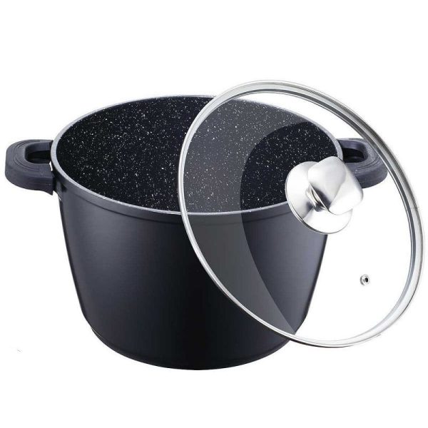 Márvány bevonatú fazék üvegfedővel 24cm, 6,5lit