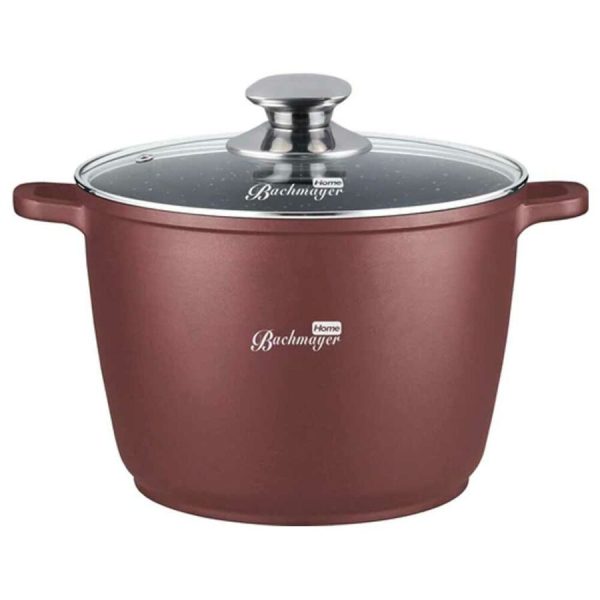 Tapadásmentes vastagfalú fazék üveg fedővel 24cm bronz burgundy, 6,5lit