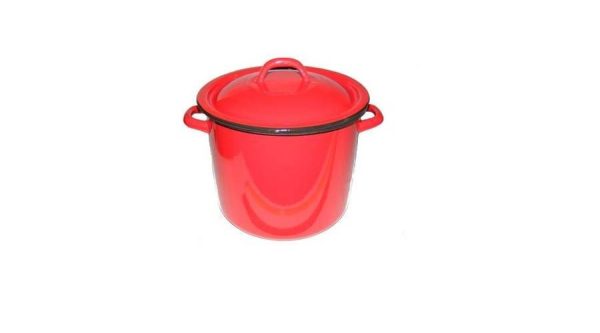 Zománcozott fazék fedővel 15 liter piros