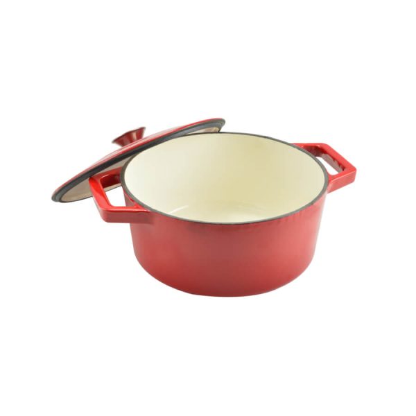 Zománcozott öntöttvas lábas fedővel 24cm piros - Image 2