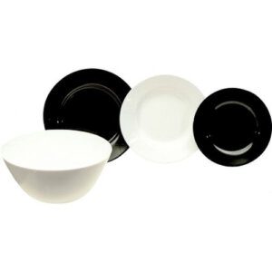 Étkészlet Luminarc Plumi, 19db, fehér/fekete