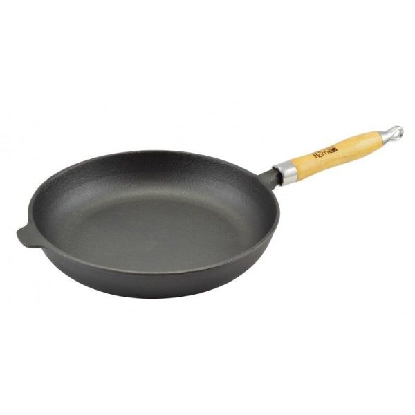 Öntöttvas serpenyő levehető fa nyéllel 30cm