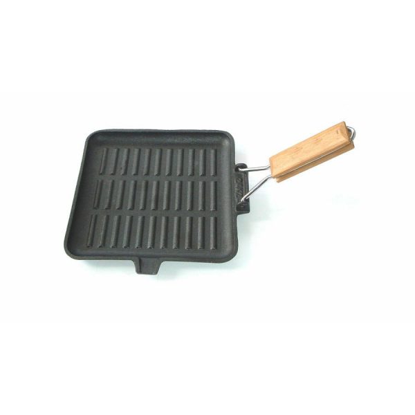 Öntöttvas grillserpenyő összecsukható nyéllel 21,5 * 21,5 cm