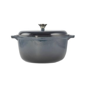 Zománcozott Öntöttvas Lábas Fedővel – 7 Liter, 30 cm Acélkék