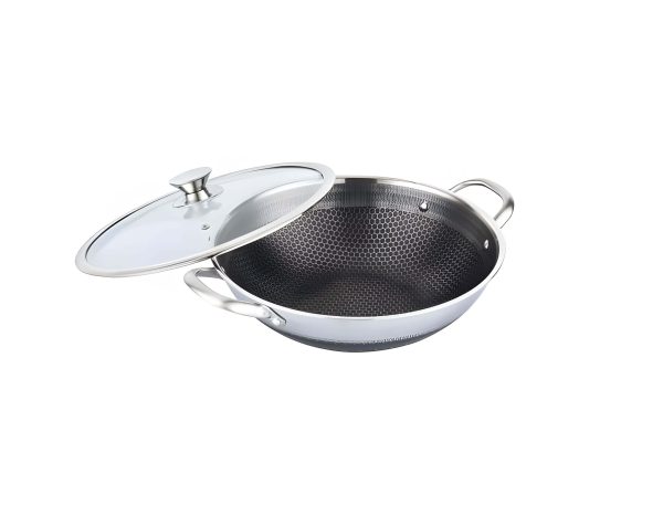 Wok rozsdamentes acélból fedővel 32 cm