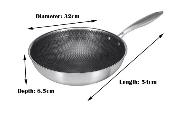 Wok rozsdamentes acélból 32 cm - Image 2