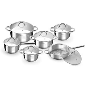 Deluxe 12 részes, rozsdamentes edénykészlet üvegfedővel