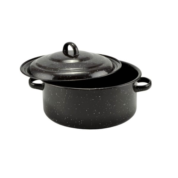 Zománcozott Lábas fedővel 27 cm 2,8 literes fekete-fehér pöttyös - Image 2