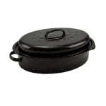 Zománcozott kacsasütő fedővel – 37×26 cm, 3,5 liter (fekete)