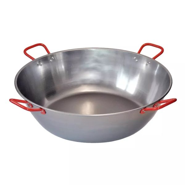 Polírozott acél paella mély serpenyő 4 fülű 65cm