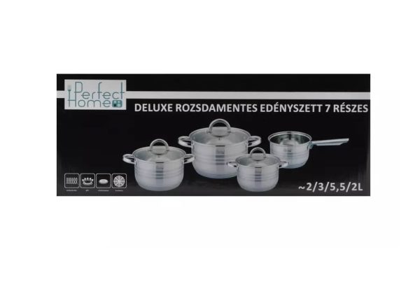 Deluxe 7 Részes Rozsdamentes Edénykészlet Üvegfedővel - Image 2