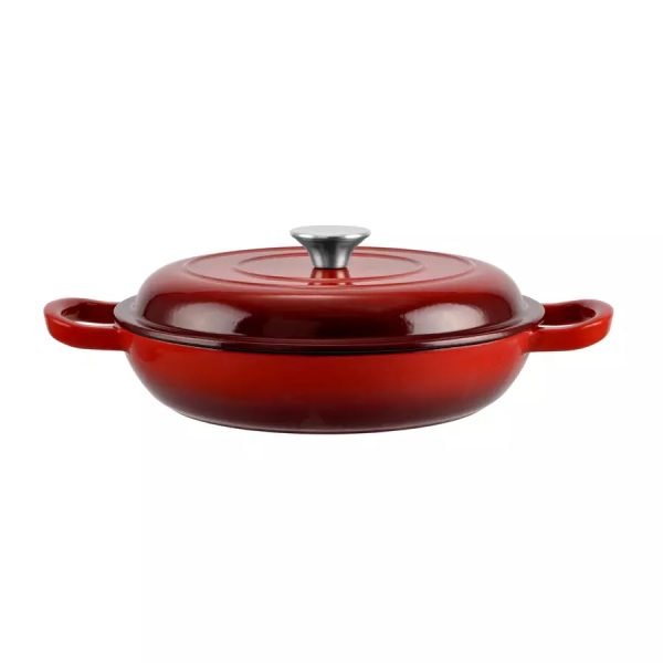 Zománcozott Öntöttvas Szeletsütő Lábas Fedővel 27 cm, Piros