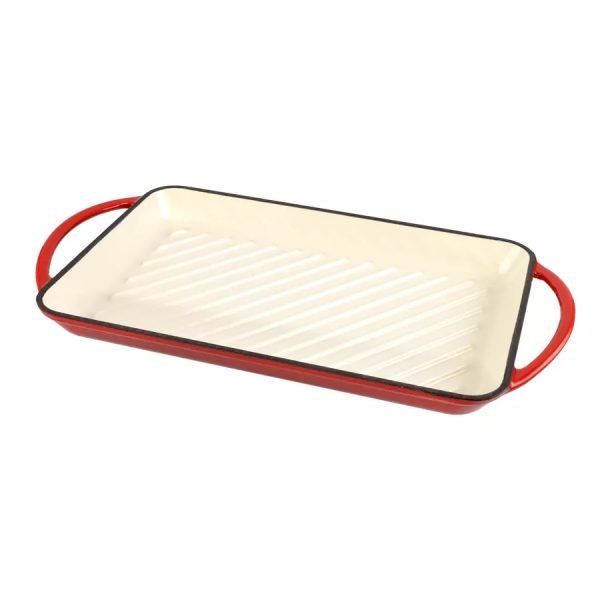 Zománcozott Öntöttvas Grill Tepsi 33x21,5 cm Masszív és Hőálló Kivitel