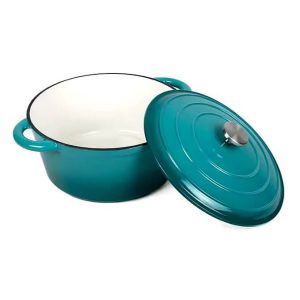 Stílusos Türkiz Öntöttvas Lábas Fedővel  20 cm, 2lit