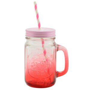 Üvegbögre Szívószállal és Fém Fedővel 450 ml