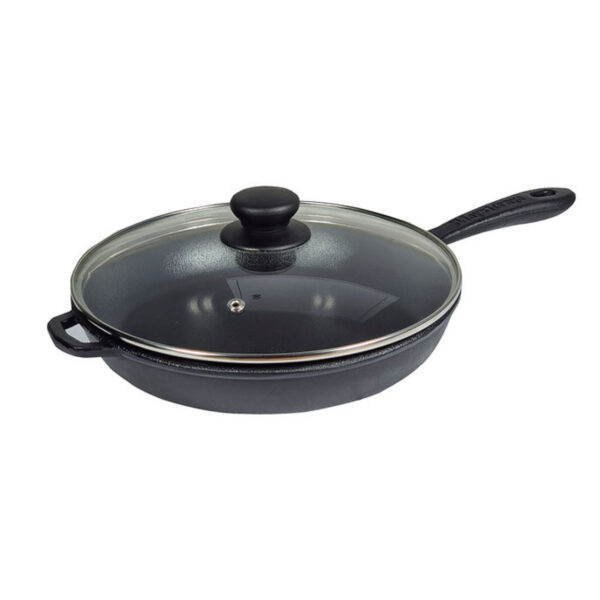 Mély öntöttvas serpenyő öntöttvas nyéllel, üvegtetővel 3.7 liter 28x6cm - Image 5